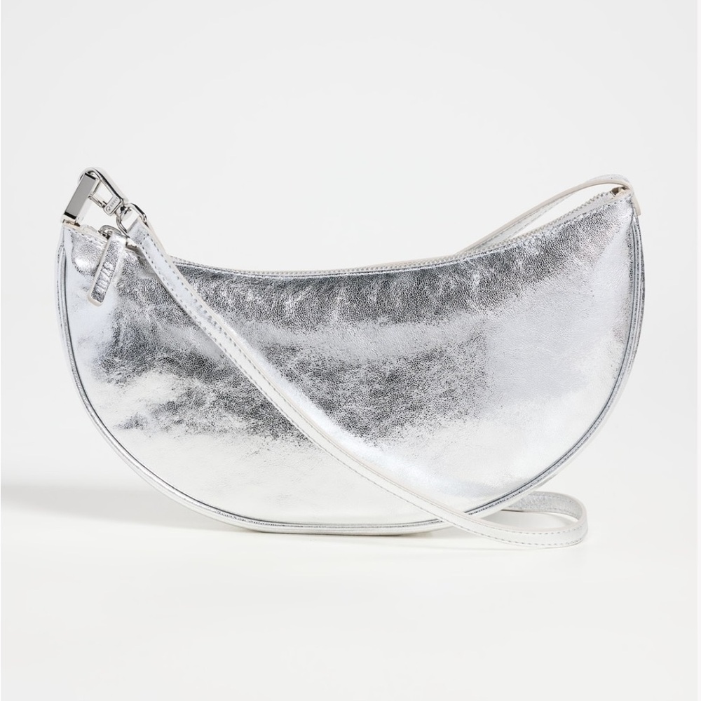NWT Staud Walker - Silver Metallic Moon Crossbody Bag